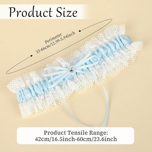 Molain Blue Lace Garter Belt, Lace Belts Bridal Garter with Rhinestone Satin Bow, Bridal Wedding Garter Gift for Bride in Saudi Arabia