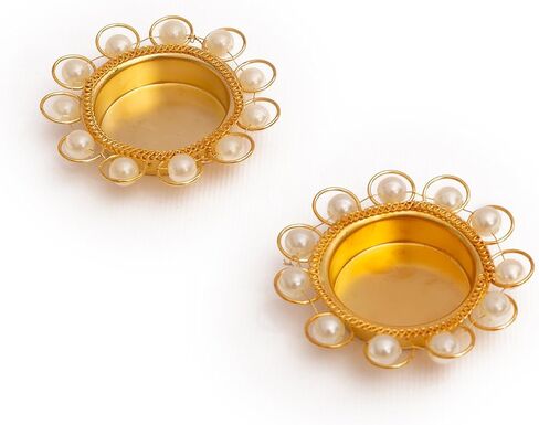 مجموعة من 2 ديكور ديوالي دياس T ضوء Tealight حامل شموع نذرية بدون شمع أضواء مصباح ديوالي الهدايا والديكورات ديكور احتفالي Deepawali Puja لهجات ديكور المنزل الاحتفالية in Kuwait