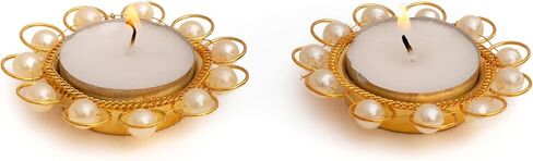 مجموعة من 2 ديكور ديوالي دياس T ضوء Tealight حامل شموع نذرية بدون شمع أضواء مصباح ديوالي الهدايا والديكورات ديكور احتفالي Deepawali Puja لهجات ديكور المنزل الاحتفالية in Kuwait