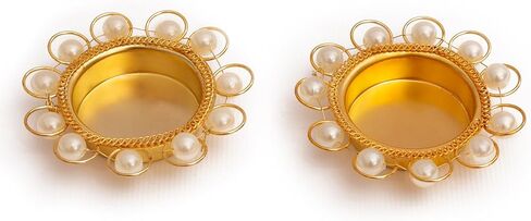 مجموعة من 2 ديكور ديوالي دياس T ضوء Tealight حامل شموع نذرية بدون شمع أضواء مصباح ديوالي الهدايا والديكورات ديكور احتفالي Deepawali Puja لهجات ديكور المنزل الاحتفالية in Kuwait