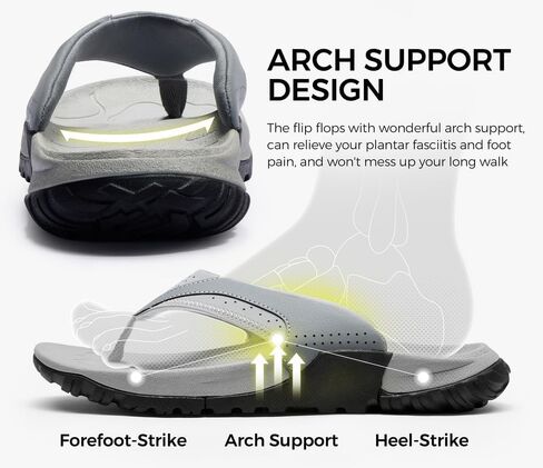 صنادل رجالية تدعم قوس القدم للمشي، صنادل رفيعة مريحة ومتينة للاستخدام في الهواء الطلق للرجال، صنادل شاطئ صيفية غير قابلة للانزلاق in Kuwait