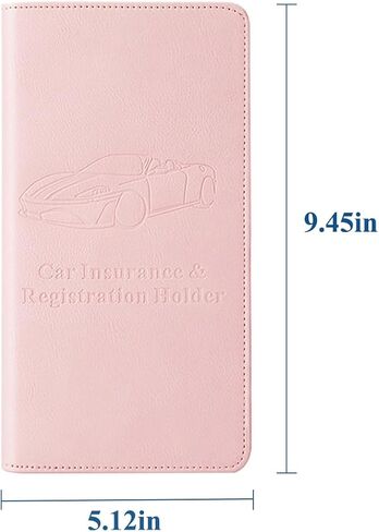 Mandark Car Registration and Insurance Holder, Auto Glove Box Organizer with Magnetic Closure, PU Leather Vehicle Essential Card Document License Compartment Wallet, Universal Fit（Pink） in Kuwait