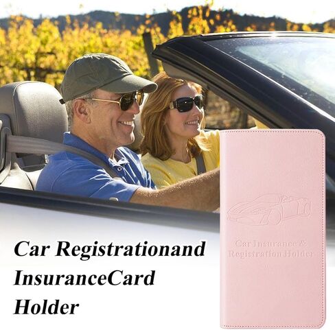 Mandark Car Registration and Insurance Holder, Auto Glove Box Organizer with Magnetic Closure, PU Leather Vehicle Essential Card Document License Compartment Wallet, Universal Fit（Pink） in Kuwait