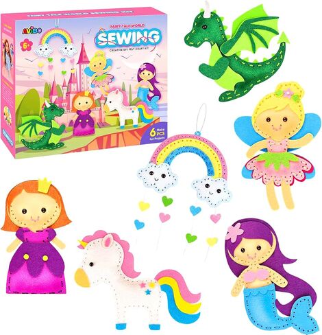Miunana Sewing Kit for Girls 8-12 Arts & Crafts, 6 Easy DIY Activities of Stuffed Animal Dolls Learn to Sew Toys for Girl Birthday Gifts in Saudi Arabia