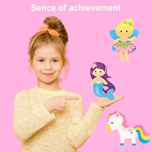 Miunana Sewing Kit for Girls 8-12 Arts & Crafts, 6 Easy DIY Activities of Stuffed Animal Dolls Learn to Sew Toys for Girl Birthday Gifts in Saudi Arabia
