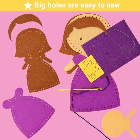 Miunana Sewing Kit for Girls 8-12 Arts & Crafts, 6 Easy DIY Activities of Stuffed Animal Dolls Learn to Sew Toys for Girl Birthday Gifts in Saudi Arabia