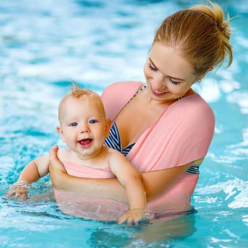 Blue Water Baby Carrier Wrap Sling for Summer Pool Water Adventures | Lightweight Breathable Mesh, Dry Fast, Supersoft, Adjustable Shoulder for Customizable Comfort, for Newborn Infant to Toddler in Saudi Arabia