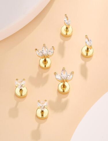 مجموعة أقراط ذهبية مسطحة الظهر للنساء من الفولاذ المقاوم للصدأ الجراحي المضاد للحساسية in Kuwait