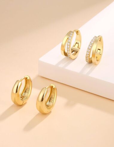 مجموعة أقراط ذهبية مسطحة الظهر للنساء من الفولاذ المقاوم للصدأ الجراحي المضاد للحساسية in Kuwait