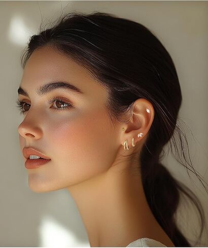 مجموعة أقراط ذهبية مسطحة الظهر للنساء من الفولاذ المقاوم للصدأ الجراحي المضاد للحساسية in Kuwait