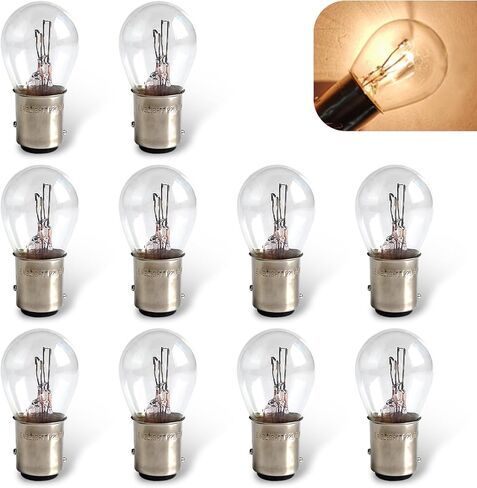 10 PCS Car 1157 Halogen Brake Light, 2.06" x 1.04" P21/5W S25 BAY15D High and Low Foot Super Bright Stable Filament Bulb, Long Life Plug and Play Bulb Replacement, Universal for Cars (White) in Kuwait