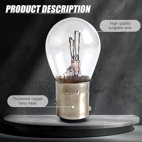 10 PCS Car 1157 Halogen Brake Light, 2.06" x 1.04" P21/5W S25 BAY15D High and Low Foot Super Bright Stable Filament Bulb, Long Life Plug and Play Bulb Replacement, Universal for Cars (White) in Kuwait