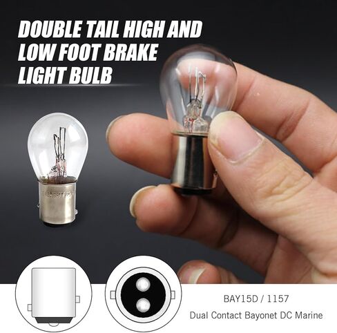 10 PCS Car 1157 Halogen Brake Light, 2.06" x 1.04" P21/5W S25 BAY15D High and Low Foot Super Bright Stable Filament Bulb, Long Life Plug and Play Bulb Replacement, Universal for Cars (White) in Kuwait