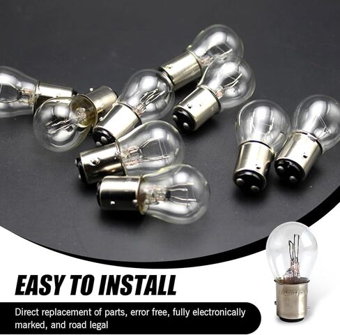 10 PCS Car 1157 Halogen Brake Light, 2.06" x 1.04" P21/5W S25 BAY15D High and Low Foot Super Bright Stable Filament Bulb, Long Life Plug and Play Bulb Replacement, Universal for Cars (White) in Kuwait