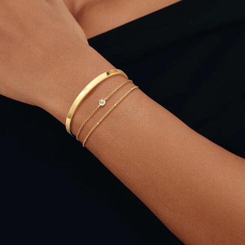 Gold Bracelets for Women Trendy, 14K Gold Cuff Bracelets for Women Stackable Tennis Bracelets for Women Non Tarnish Bracelet Set Gold Jewelry for Women in Saudi Arabia