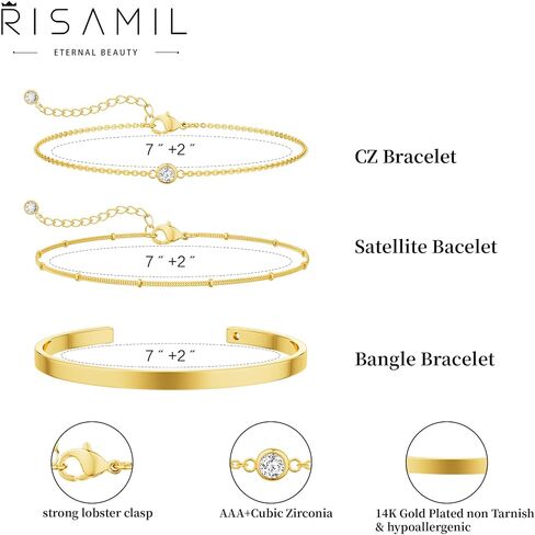 Gold Bracelets for Women Trendy, 14K Gold Cuff Bracelets for Women Stackable Tennis Bracelets for Women Non Tarnish Bracelet Set Gold Jewelry for Women in Saudi Arabia
