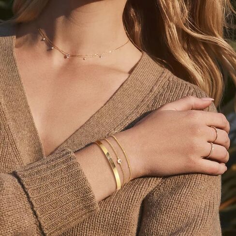 Gold Bracelets for Women Trendy, 14K Gold Cuff Bracelets for Women Stackable Tennis Bracelets for Women Non Tarnish Bracelet Set Gold Jewelry for Women in Saudi Arabia