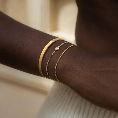 Gold Bracelets for Women Trendy, 14K Gold Cuff Bracelets for Women Stackable Tennis Bracelets for Women Non Tarnish Bracelet Set Gold Jewelry for Women in Saudi Arabia