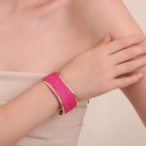 Raffia Irregular Wave Cuff Bracelet for Women, Chunky Bangle Wide Open Cuff Bangle Statement Bracelet in Saudi Arabia