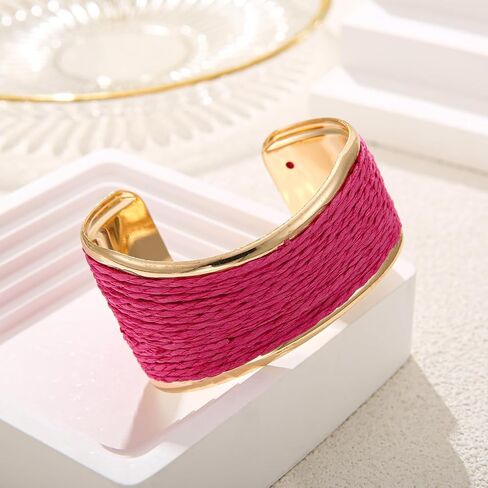 Raffia Irregular Wave Cuff Bracelet for Women, Chunky Bangle Wide Open Cuff Bangle Statement Bracelet in Saudi Arabia