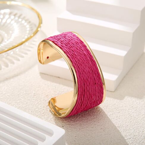 Raffia Irregular Wave Cuff Bracelet for Women, Chunky Bangle Wide Open Cuff Bangle Statement Bracelet in Saudi Arabia