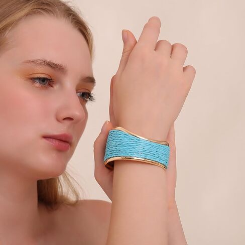 Raffia Irregular Wave Cuff Bracelet for Women, Chunky Bangle Wide Open Cuff Bangle Statement Bracelet in Saudi Arabia