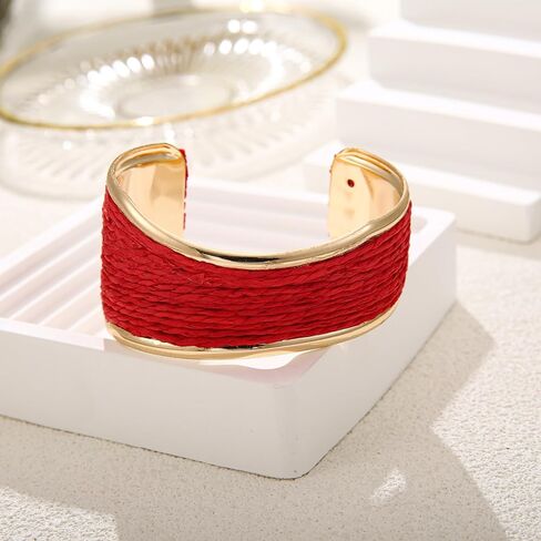 Raffia Irregular Wave Cuff Bracelet for Women, Chunky Bangle Wide Open Cuff Bangle Statement Bracelet in Kuwait