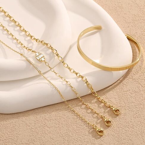 Gold Bracelets for Women Trendy, 14K Gold Cuff Bracelets for Women Stackable Tennis Bracelets for Women Non Tarnish Bracelet Set Gold Jewelry for Women in Saudi Arabia