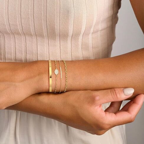 Gold Bracelets for Women Trendy, 14K Gold Cuff Bracelets for Women Stackable Tennis Bracelets for Women Non Tarnish Bracelet Set Gold Jewelry for Women in Saudi Arabia