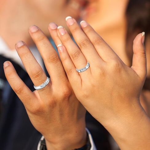 خواتم الأزواج الحب للأبد من الفضة الإسترليني القابلة للتعديل وعد الزوجين خاتم الخطوبة والزفاف in Kuwait