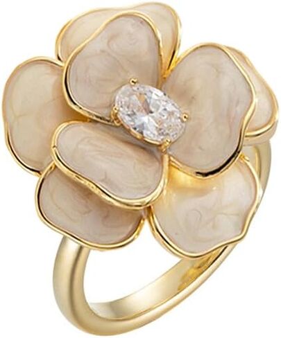 Kokoma Elegant Camellia Flower Ring for Women CZ Diamond Floral Statement Ring Open Wrap Finger Band Wedding Anniversary Promise Rings Dainty Jewelry in Saudi Arabia