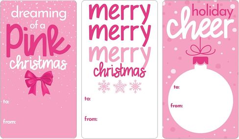 Pink Christmas Gift Tags, Peel and Stick Christmas Gift Tags - 75 Labels Pink Style Holiday Self Adhesive Gift Wrap Tags for Girls in Saudi Arabia