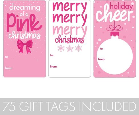 Pink Christmas Gift Tags, Peel and Stick Christmas Gift Tags - 75 Labels Pink Style Holiday Self Adhesive Gift Wrap Tags for Girls in Saudi Arabia