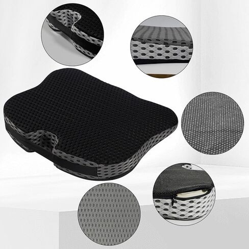 وسائد مقعد سيارة إسفينية متعددة الوظائف باللونين الأسود والرمادي للقيادة لتحسين الرؤية/الوضعية، رغوة الذاكرة لتخفيف آلام الورك مناسبة لقيادة السيارة، والمكتب، وتمارين الصباح/اليوغا in Kuwait