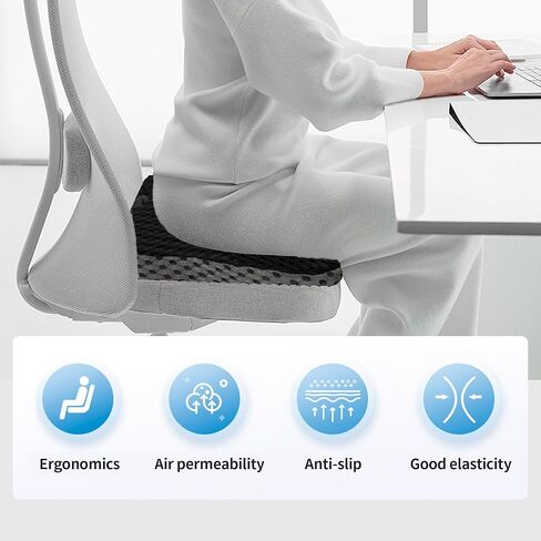 وسائد مقعد سيارة إسفينية متعددة الوظائف باللونين الأسود والرمادي للقيادة لتحسين الرؤية/الوضعية، رغوة الذاكرة لتخفيف آلام الورك مناسبة لقيادة السيارة، والمكتب، وتمارين الصباح/اليوغا in Kuwait