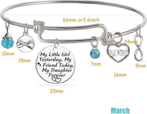 My Little Girl Yesterday My Friend Today My Daughter Forever Bracelet,Expandable Bangle Gift for Girl in Saudi Arabia