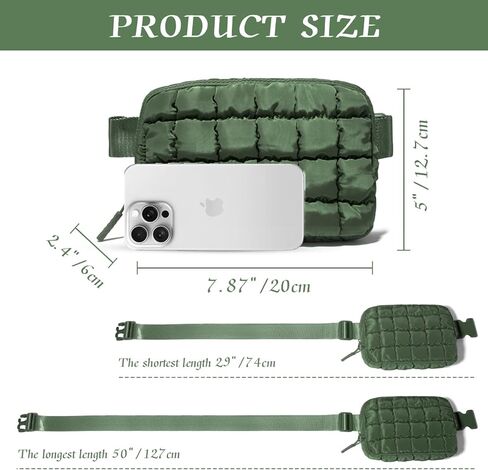 هدايا جيتوس الرائجة للنساء، حقائب كروس منتفخة للنساء، حقيبة حزام، حزمة فاني مع أشرطة قابلة للتعديل، حقيبة منتفخة خفيفة الوزن مبطنة، هدايا امرأة (أسود) in Kuwait