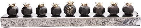 Hanukah Menorah Strip of Colored Pomegranate Candle Holders Designed by Artist (Copper) in Saudi Arabia