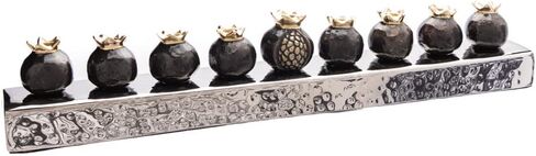 Hanukah Menorah Strip of Colored Pomegranate Candle Holders Designed by Artist (Copper) in Saudi Arabia