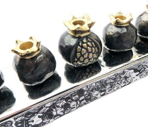 Hanukah Menorah Strip of Colored Pomegranate Candle Holders Designed by Artist (Copper) in Saudi Arabia