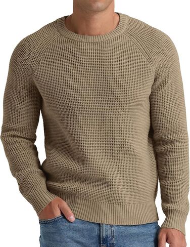 سترة رجالي من NITAGUT بلوفر بياقة دائرية ونسيج وافل محبوك ناعم وأكمام طويلة مع حافة مضلعة in Kuwait