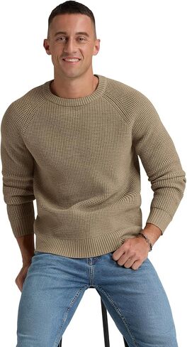 سترة رجالي من NITAGUT بلوفر بياقة دائرية ونسيج وافل محبوك ناعم وأكمام طويلة مع حافة مضلعة in Kuwait