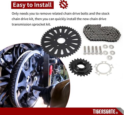 Belt to Chain Drive Transmission Sprocket Conversion Kit Compatible with 2000-2003 Harley 1200 & 883 Sportster XL in Saudi Arabia