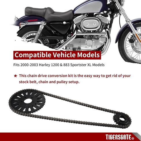 Belt to Chain Drive Transmission Sprocket Conversion Kit Compatible with 2000-2003 Harley 1200 & 883 Sportster XL in Saudi Arabia
