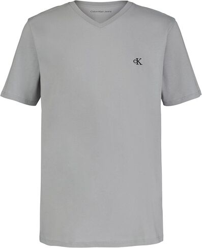 Calvin Klein Boys' Short Sleeve Solid V-Neck T-Shirt, Soft, Comfortable, Relaxed Fit in Saudi Arabia