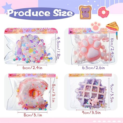 4 Pcs Taba Squeeze Cat Paw Donut Stress Ball Pinch Cute PVC Sensory Toys for Relieving Fidget Rising Animal Shaped Novelty Things Xmas Birthdays Cosplay Party Opp Packaging Gift Decorations in Saudi Arabia