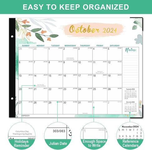 KOPEESY Large Desk Calendar 2024-2025 - 18 Month Calendar from October 2024 - March 2026, 22" x 17" Desk top Calendar for Planning and Organizing In Your Family, School or Office in Saudi Arabia