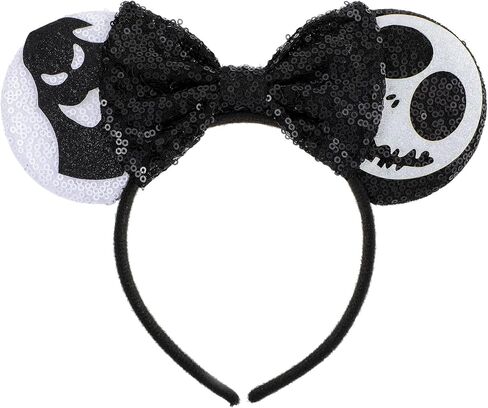 Mouse Ears Headband Black Sequin Mouse Ears Headband Shiny Bows Mouse Ears Headbands For Boys Girls Women Halloween Trip Essentials And Accessories (Black) in Saudi Arabia