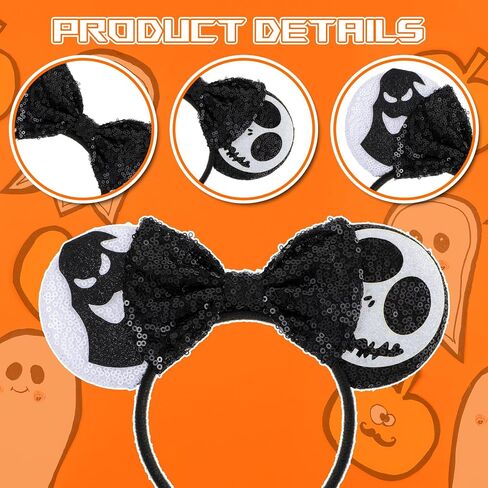 Mouse Ears Headband Black Sequin Mouse Ears Headband Shiny Bows Mouse Ears Headbands For Boys Girls Women Halloween Trip Essentials And Accessories (Black) in Saudi Arabia