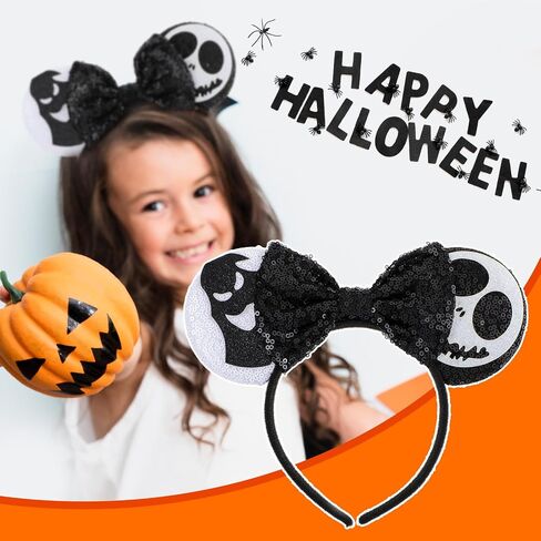 Mouse Ears Headband Black Sequin Mouse Ears Headband Shiny Bows Mouse Ears Headbands For Boys Girls Women Halloween Trip Essentials And Accessories (Black) in Saudi Arabia